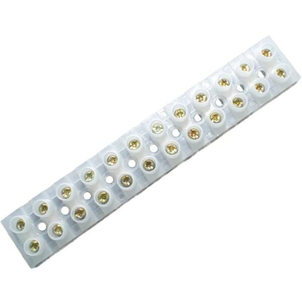 12-Way 16amp White Screw Terminal Strip Dual-Row Type-H Wire Connector Block
