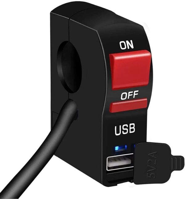 LED Fog Lights Switch with USB Charging for Bikes Fast Charging, Heavy clamp and Strong ABS Plastic (USB Switch)