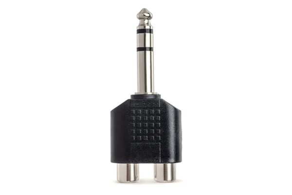 1 Pcs 6.35 mm Jack Stereo Audio AUX Male to 2 RCA Female Converter Coupler Connector Socket for DJ Equipment, Gaming Consoles, Home Theaters, Amplifiers etc.